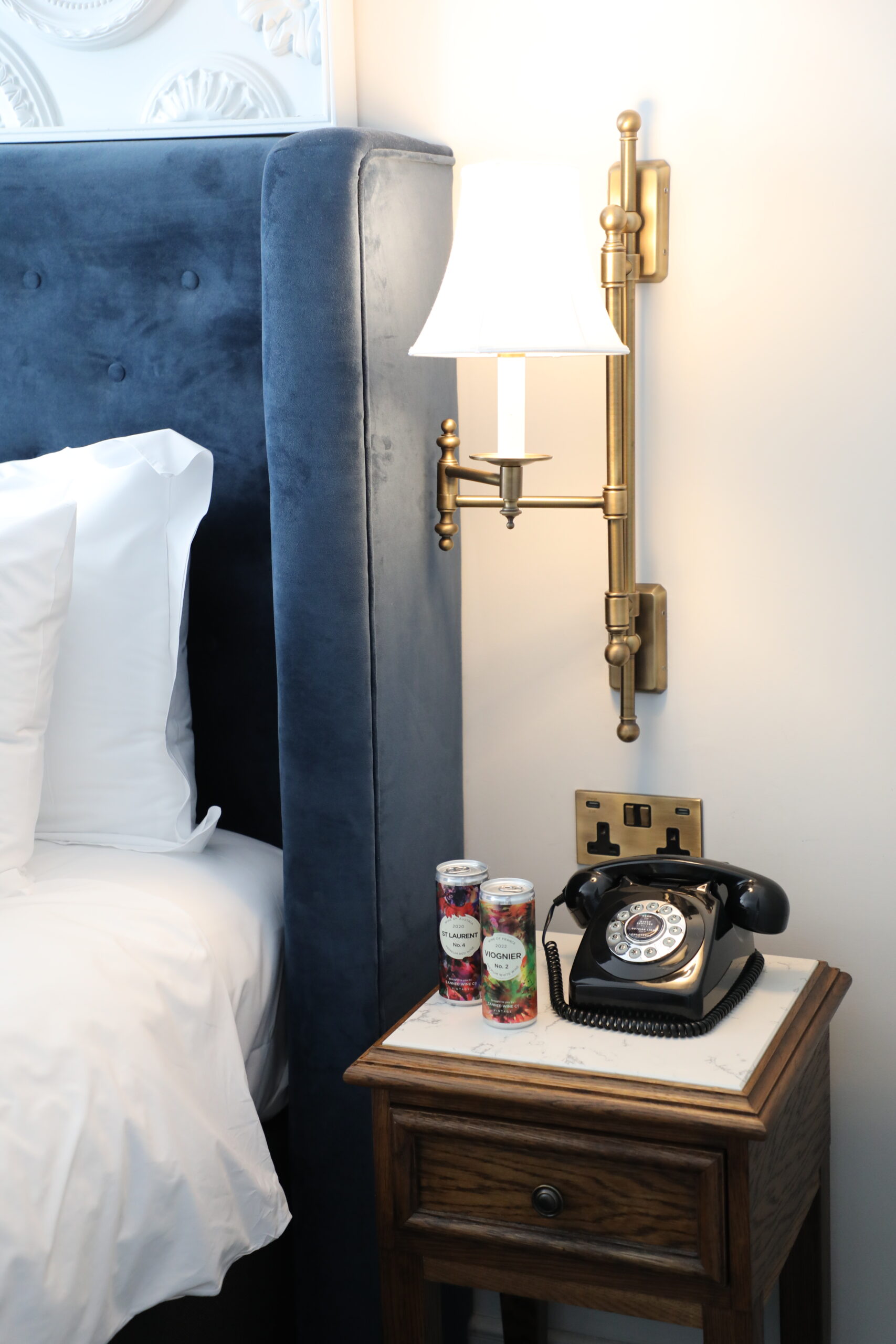 Wines by the bed at Hotel Indigo for guests in Bath.