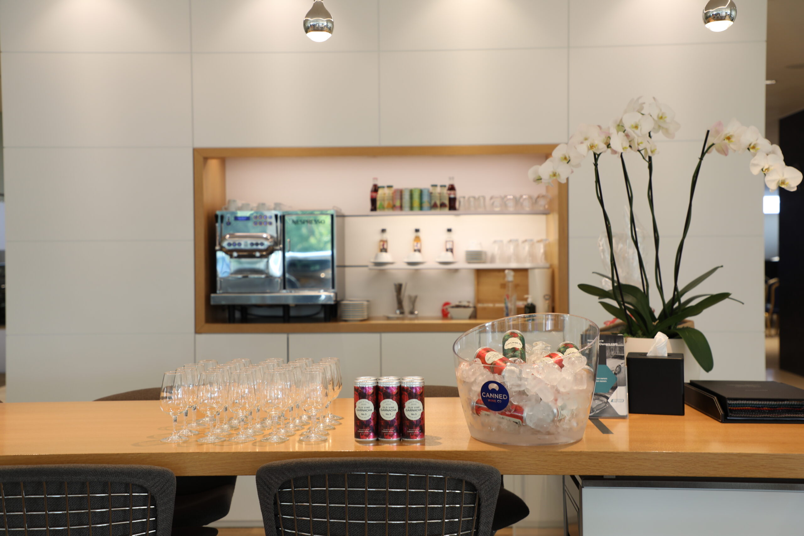 Canned Wine Co. stock ready to go at Aston Martin's showroom in Bristol.