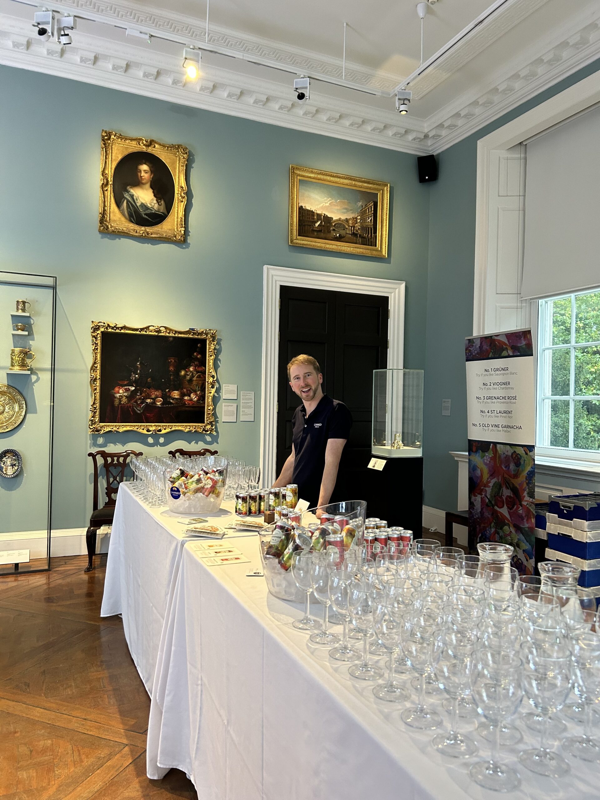 Sharing Canned Wine Co. wines at The Holburne Museum private viewing.