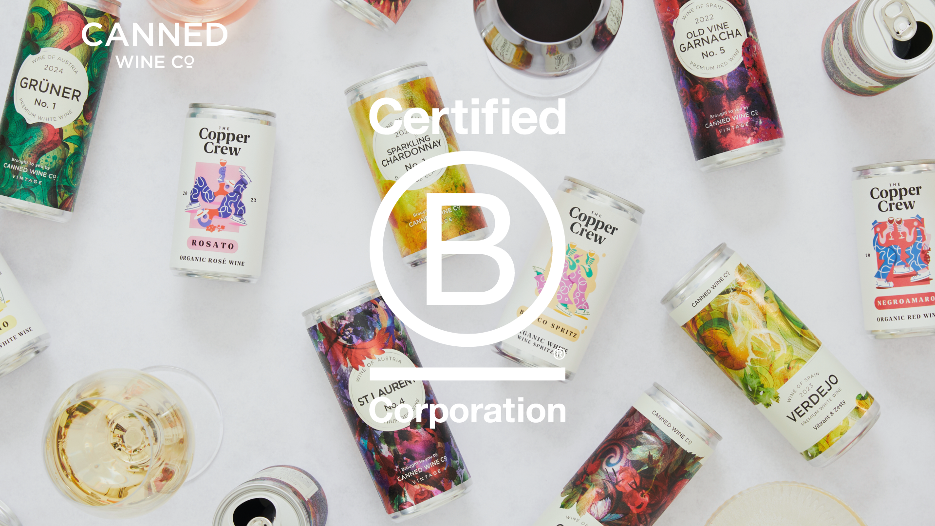 B Corp logo with can banner