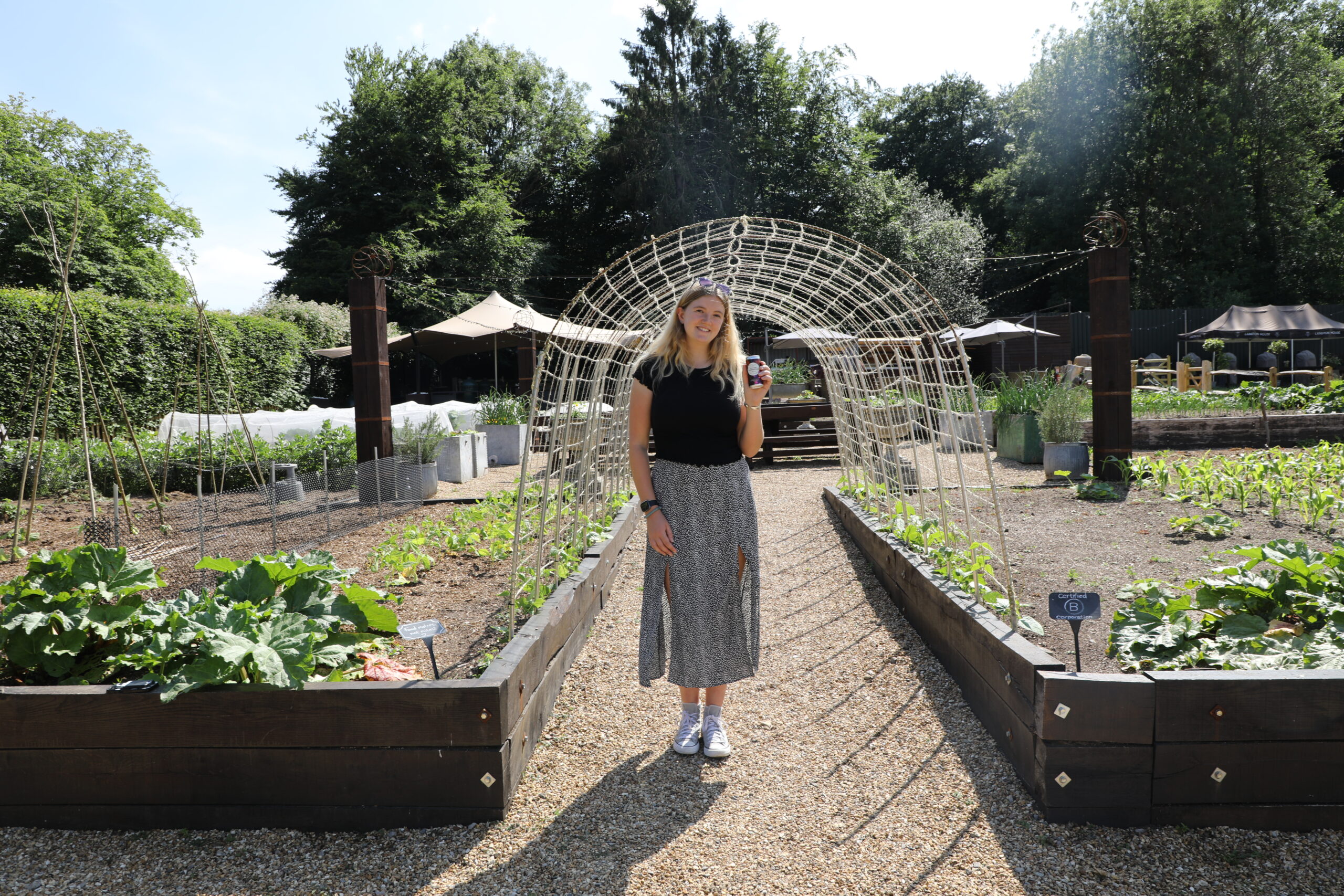 Milly in a garden at Lainston House