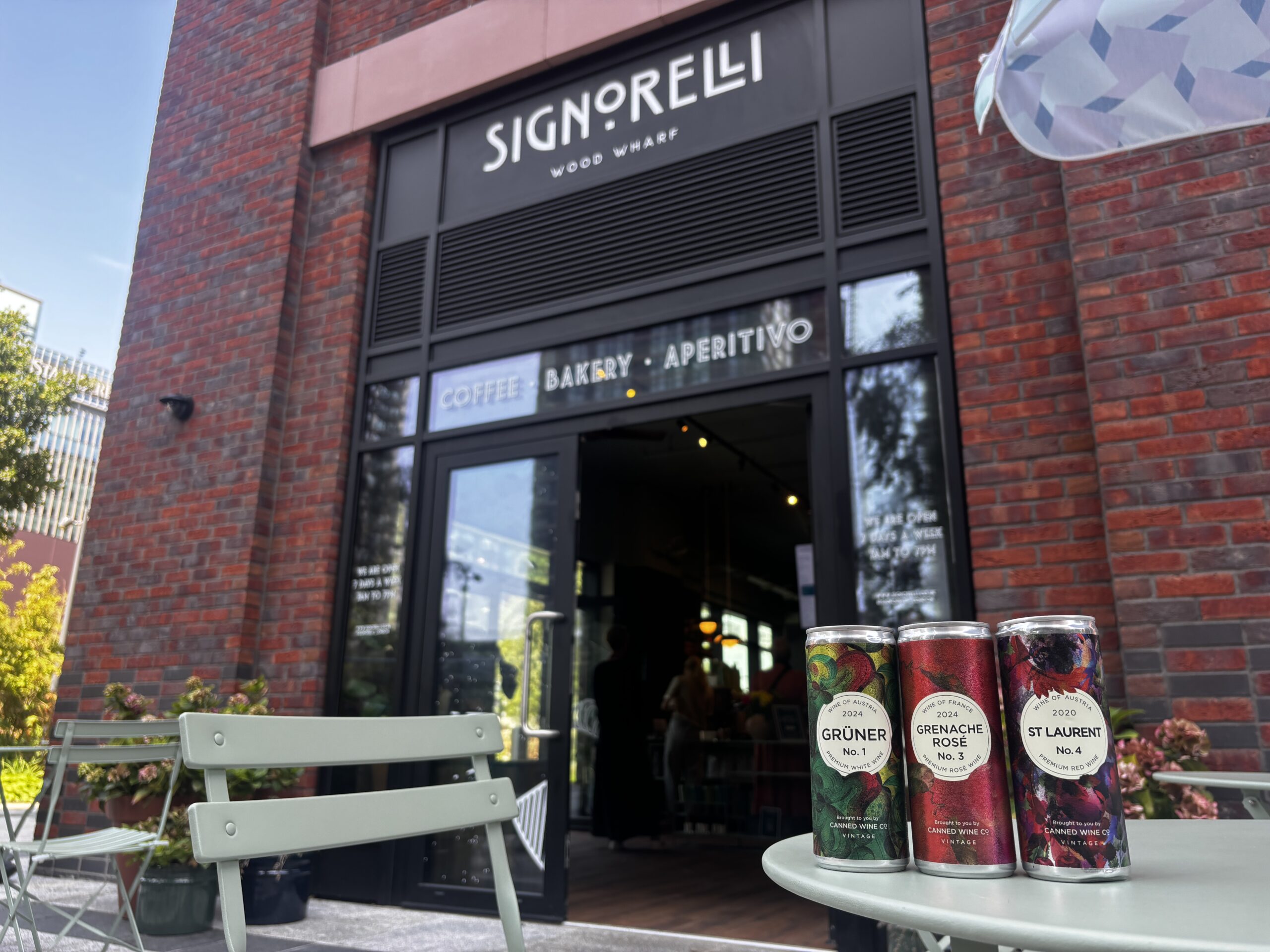 Canned Wine Co. range at Signorelli cafés in London.