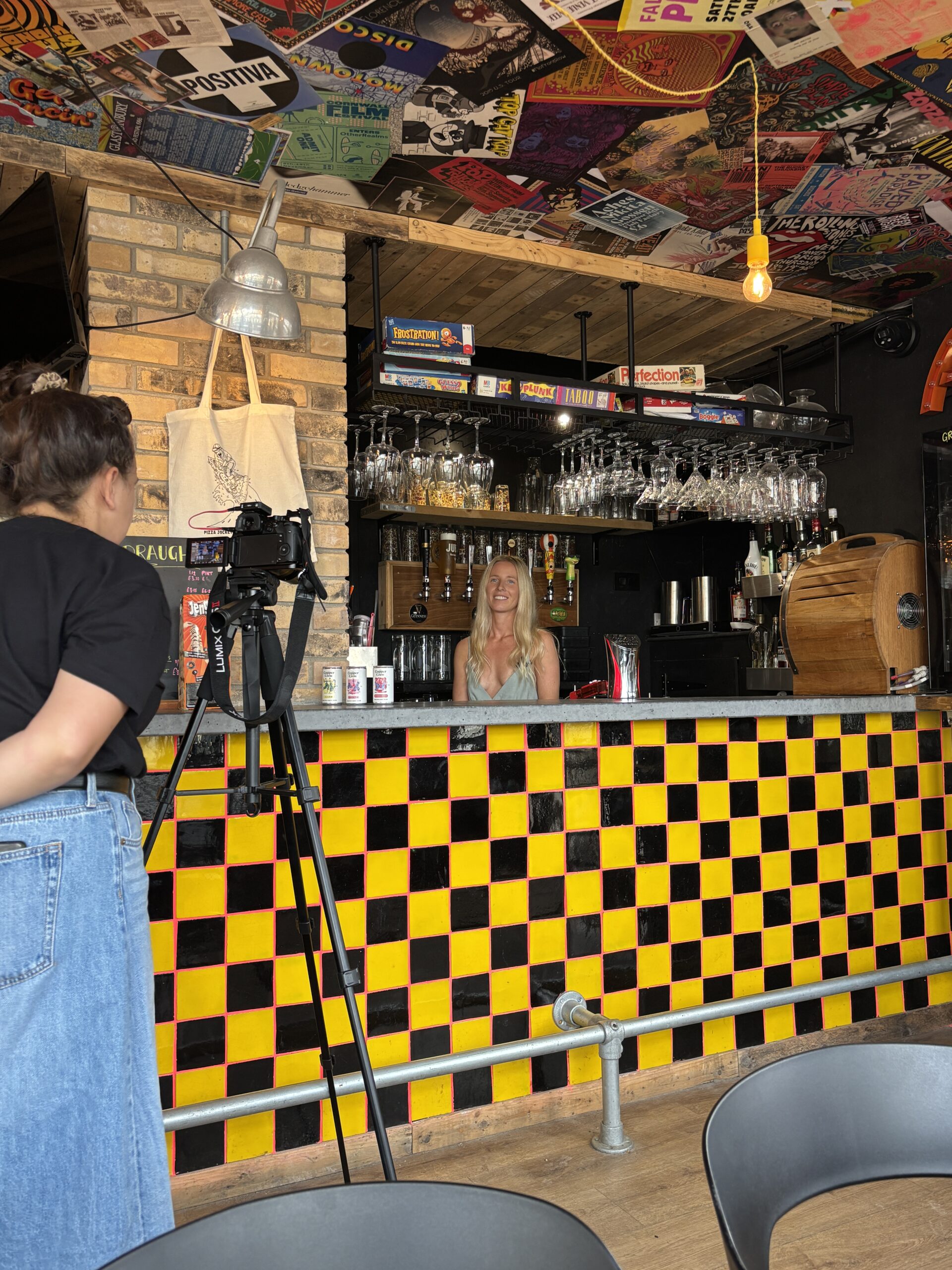 Filming our clients at Pizza Jockeys about The Copper Crew wines.